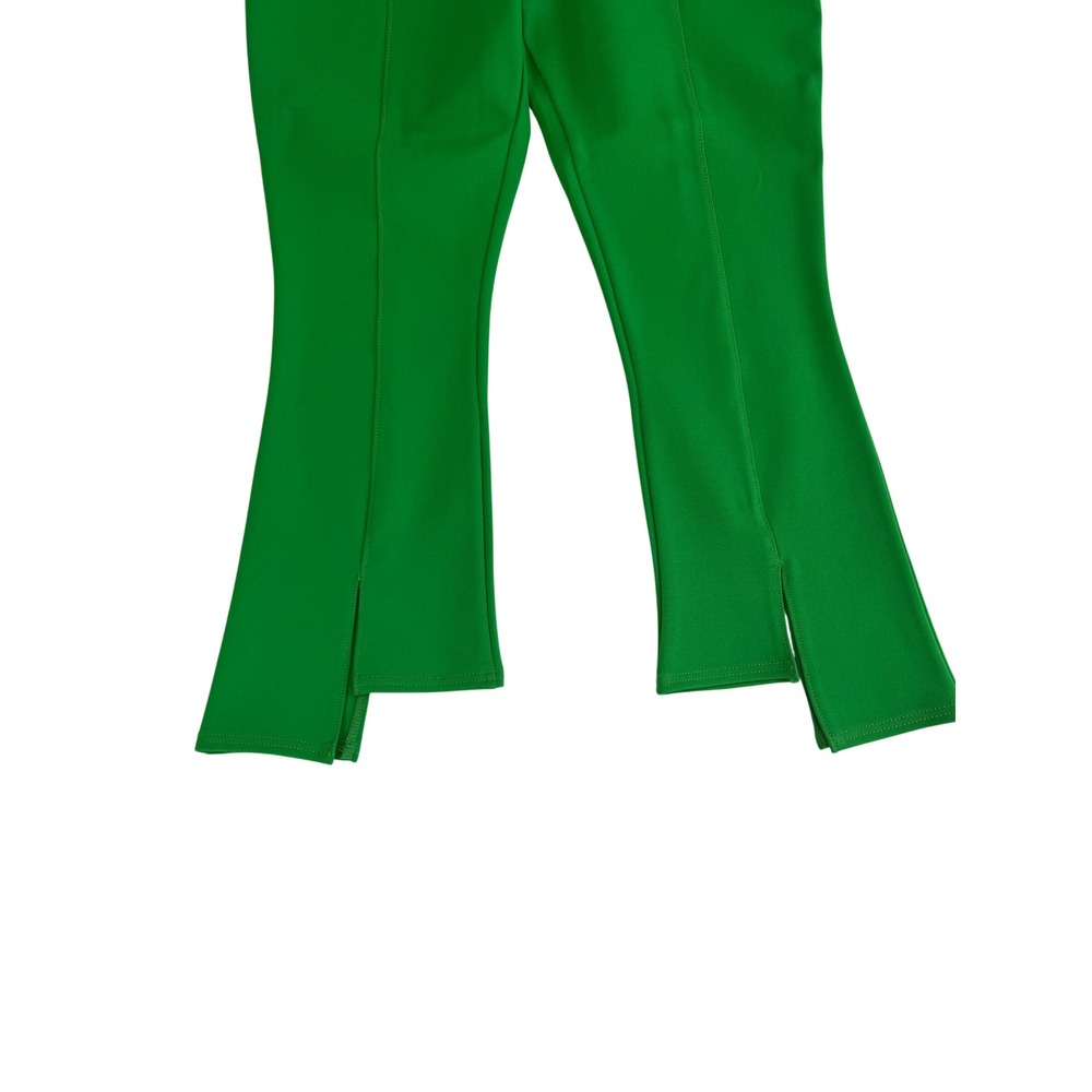 Slim Factor by Investments Green Crop Flare Pants Side Slit Women's Size M - Picture 6 of 6